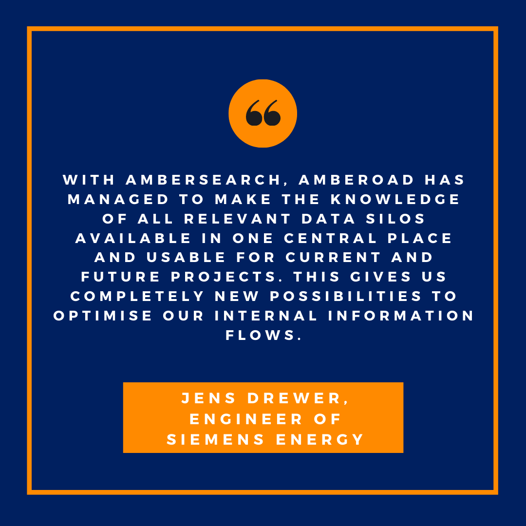 Ambersearch_'s tweet photo. Jens Drewer, commissioning engineer at Siemens Energy, uses our software amberSearch as one of the early adopters.

amberSearch makes knowledge stored in different data silos available and intelligently searchable on one platform for every employee.
@RuhrHub #enterprisesearch https://t.co/LPVBAdrPbY