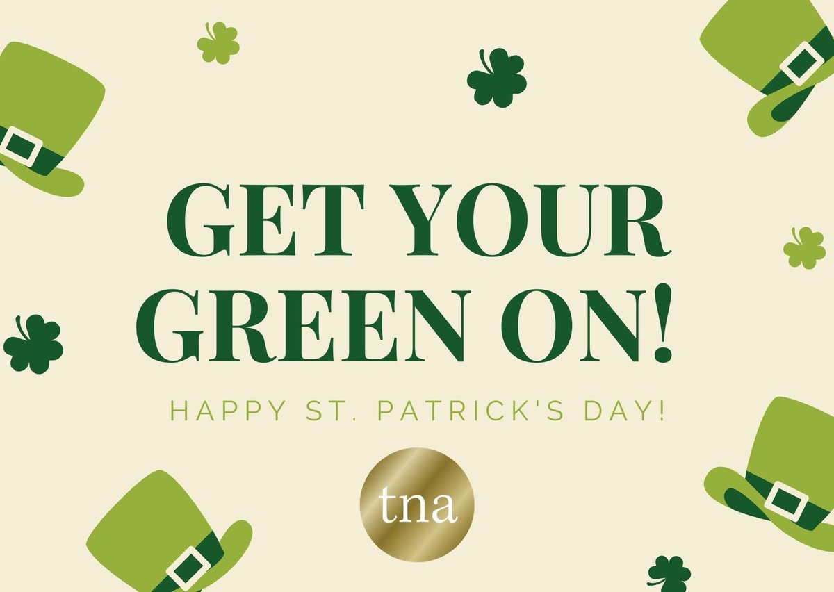 "The best luck of all is the luck you make for yourself." — Douglas MacArthur⠀
⠀
Happy St. Patrick's Day! Wishing you a pot of gold and all the joy your heart can hold from us here at TNA 🍀 💚 

#stpatricksday #irish #ireland #stpattysday #luckoftheirish