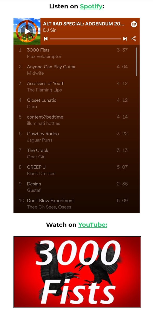 Nice to find out 3KF has been finding it's way to into a few alternative @spotify playlists since we stopped the social media promotion thing.

open.spotify.com/playlist/4U3bO…