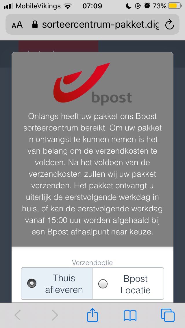 Berri Plotselinge afdaling Aan het leren Politie Grimbergen on Twitter: "“Uw pakje heeft ons sorteercentrum bereikt,  klik voor Track &amp; Trace ” … “Betaal openstaande verzendkosten. Levering  na betaling… “ De creativiteit van de oplichters kent geen grenzen.