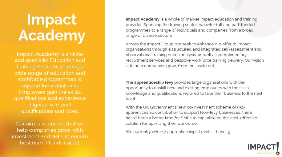 Want to know more about Impact Group - Look no further

#Accreditation #Impact #Training #CPD #Upskill