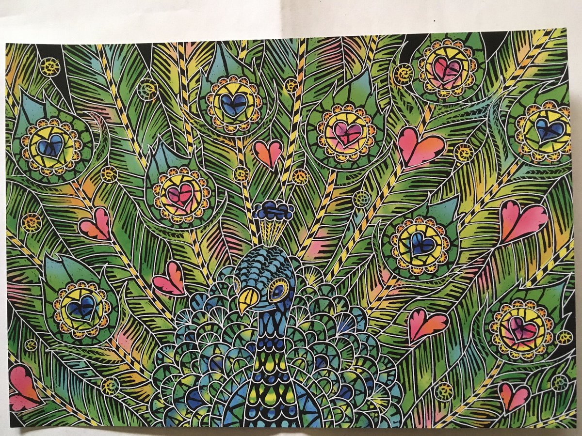 スクラッチアート 完成品 オリジナル クジャク 一点物 スクラッチアート クジャク オリジナル 一点物 現品 【公式通販】