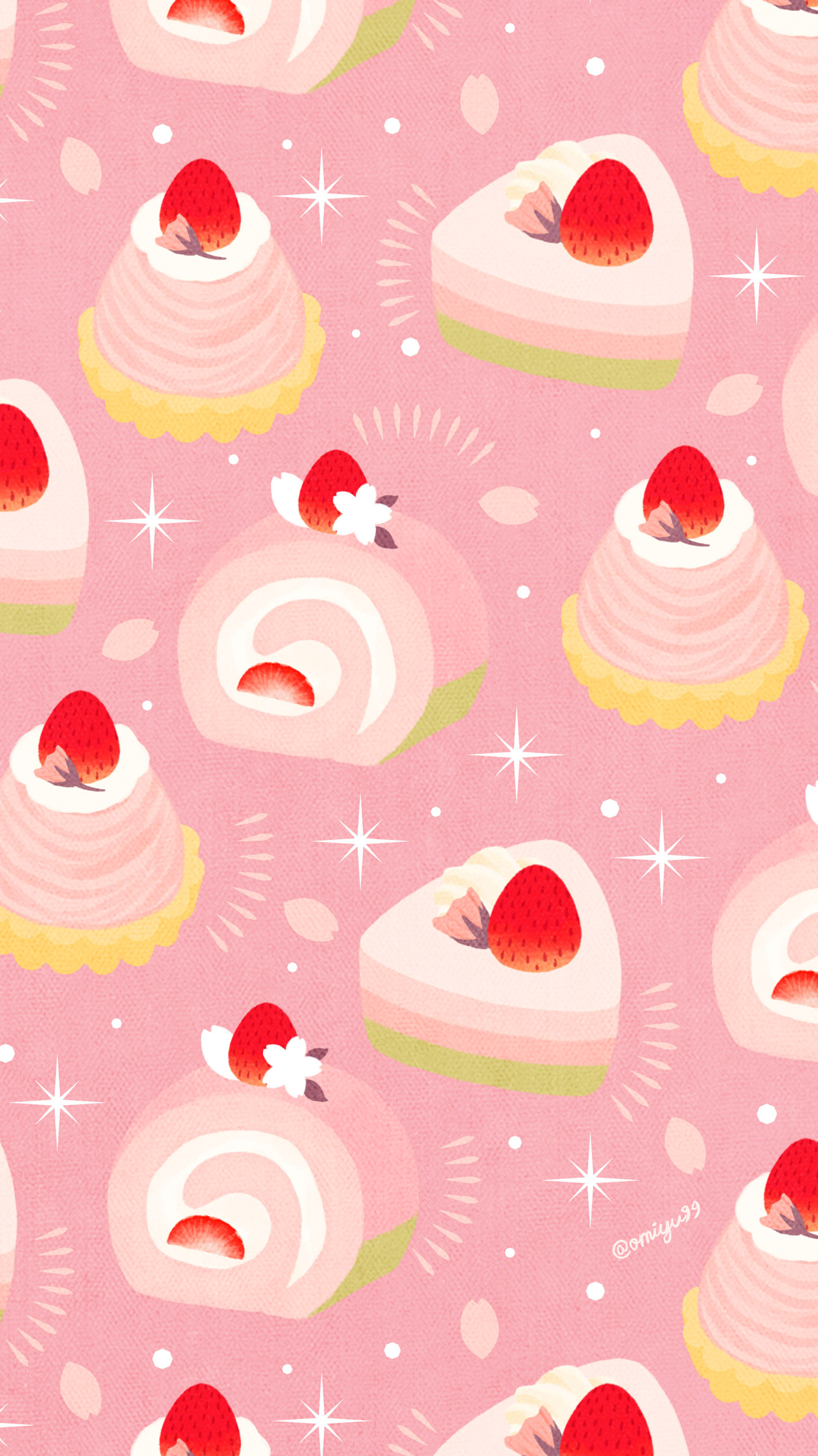 Omiyu さくらケーキな壁紙 Illust Illustration 壁紙 イラスト Iphone壁紙 ケーキ さくら 食べ物 Strawberry Cake T Co Ztuorieocr Twitter