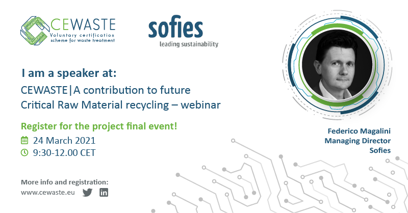 Is there a life after CEWASTE? @cyrclemagalini of <a href="/sofiesgroup/">Sofies now dss+</a> will walk us through the ideas for the sustainability of the certification scheme after the project's end. Register here to hear more: register.gotowebinar.com/register/31255…