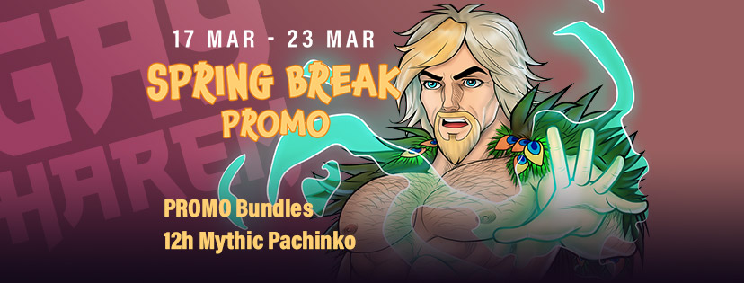 We bloom just for you! 

Let's wind down and relax this Spring Break with a 12 hour Mythic Pachinko reset
