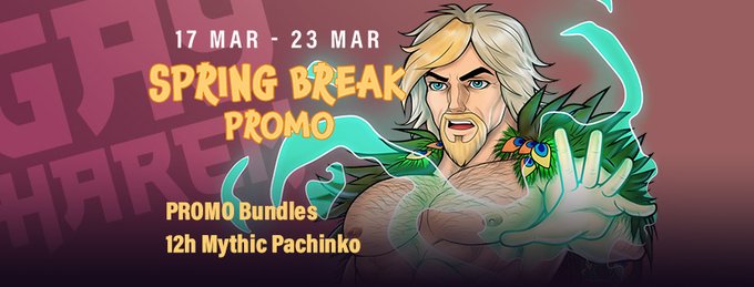 We bloom just for you! 

Let's wind down and relax this Spring Break with a 12 hour Mythic Pachinko reset