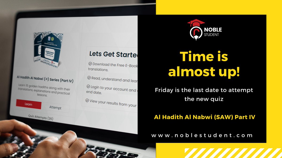 Noble_Student1's tweet photo. Don't miss your chance to learn golden ahadith and earn certificates and a position on our leaderboard.

Attempt Al Hadith Al Nabwi (SAW) Part IV on https://t.co/MESEQvr7Np 

#NobleStudent #IslamicLearning #OnlineLearningPlatform #IslamicQuizzes #EnglishQuizzes #Hadith #Prayer https://t.co/LMAuquSFpS