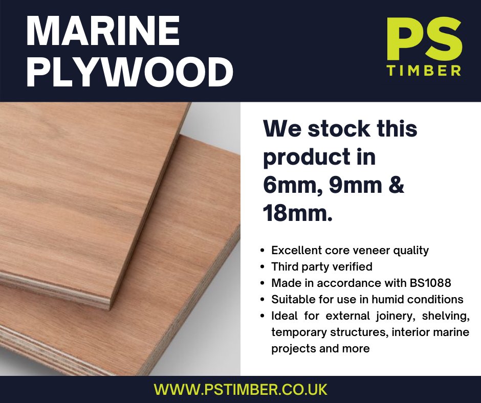💡 Did you know that we stock 6mm, 9mm and 18mm Marine Plywood!

😲 Well, we do!

💷 They're extremely well priced too!

👀 Why not take a look? pstimber.co.uk/collections/ma…