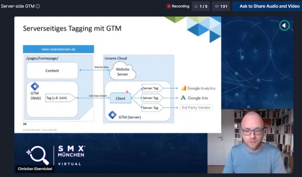 Server-side Tracking mit #Google #TagManager 📈

Dem <a href="/C_Ebernickel/">Christian Ebernickel</a> gelingt es auf der <a href="/smxmuenchen/">SMX München</a> in seiner Session, das scheinbar sperrige Thema Server-side Tracking für Jedermann*frau leicht verständlich zu erläutern. Großes Kino 👏

Deshalb #smxmuenchen - jedes Jahr!