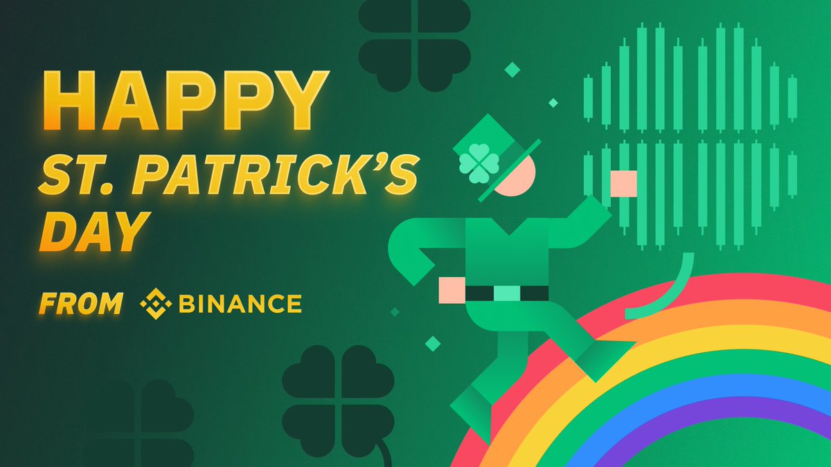 binance's tweet image. What do crypto traders and the Irish have in common?

They both love green!

Happy #StPatricksDay
