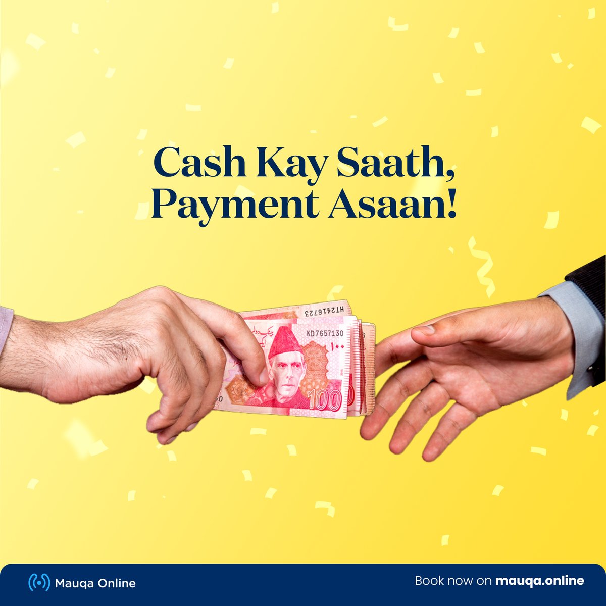 Mauqa Online now offers cash payments on all three cities, Lahore Islamabad and Rawalpindi! With the ease and convenience of post-service cash payments, you can now call Mauqa Helpers at any time you require and pay them in the traditional way after satisfactory work!