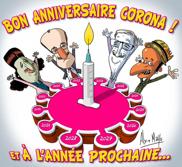 WaBProduction1's tweet photo. Quoi de mieux qu'un dessin pour cet anniversaire macabre. #confinement  
Source : Dessin de la semaine (ER) https://t.co/k85WAKvr3N