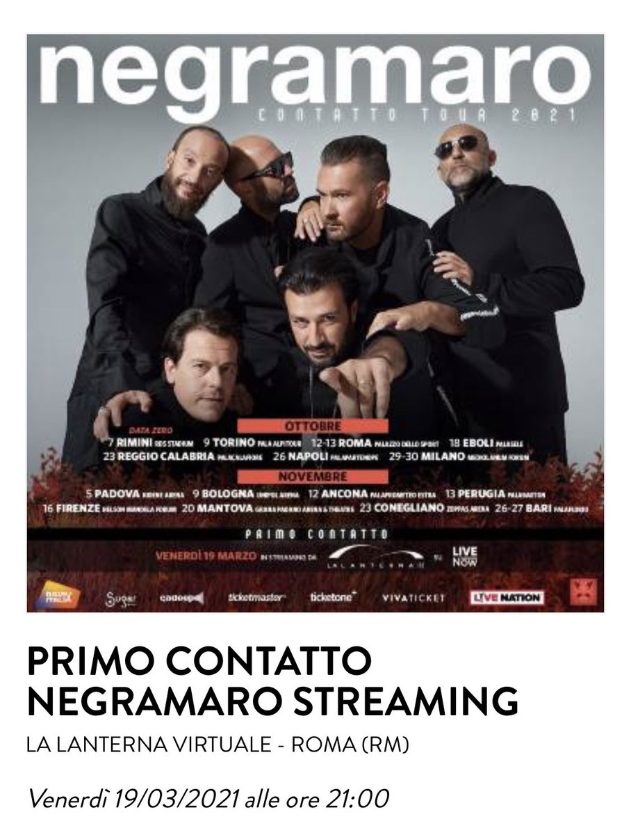 Presente! Sarà un “su le gambe sul  mio divano” sarà gioia immensa Grazie ⁦<a href="/Negramaro/">negramaro</a>⁩