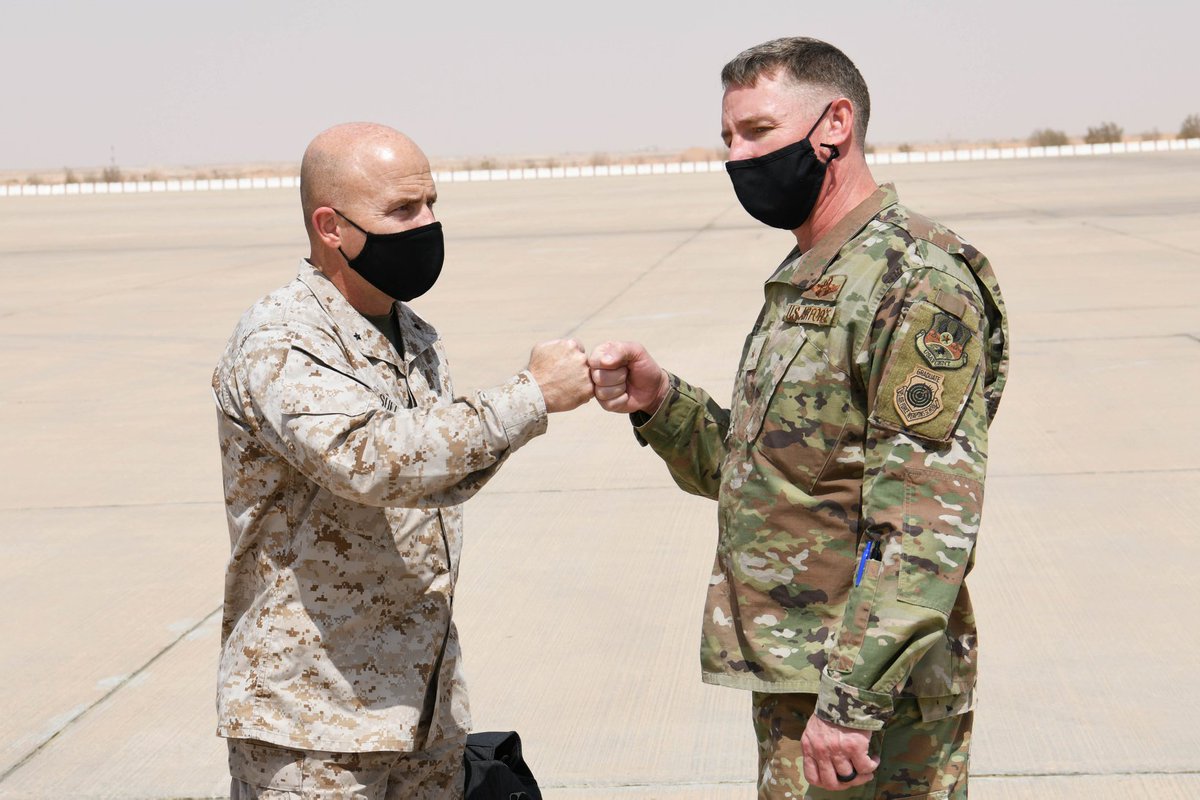 USAFCENT's tweet photo. .@USMC Brig. Gen. Farrell Sullivan, Naval Amphibious Forces TF 51/5th Marine Expeditionary Brigade commander, recently visited #PSAB to gain a better understanding on how the joint force integrates to perform their mission. #JointForces #StrongerTogether #ResolutePartners https://t.co/sQ435pX6Wt