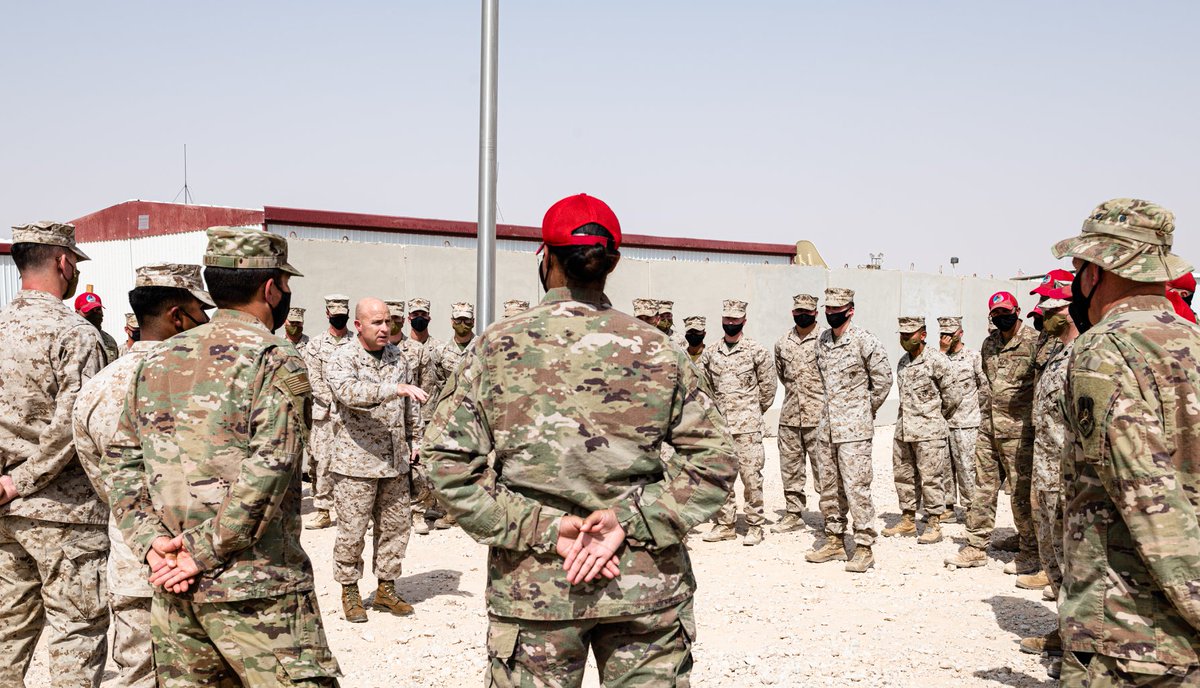 USAFCENT's tweet photo. .@USMC Brig. Gen. Farrell Sullivan, Naval Amphibious Forces TF 51/5th Marine Expeditionary Brigade commander, recently visited #PSAB to gain a better understanding on how the joint force integrates to perform their mission. #JointForces #StrongerTogether #ResolutePartners https://t.co/sQ435pX6Wt
