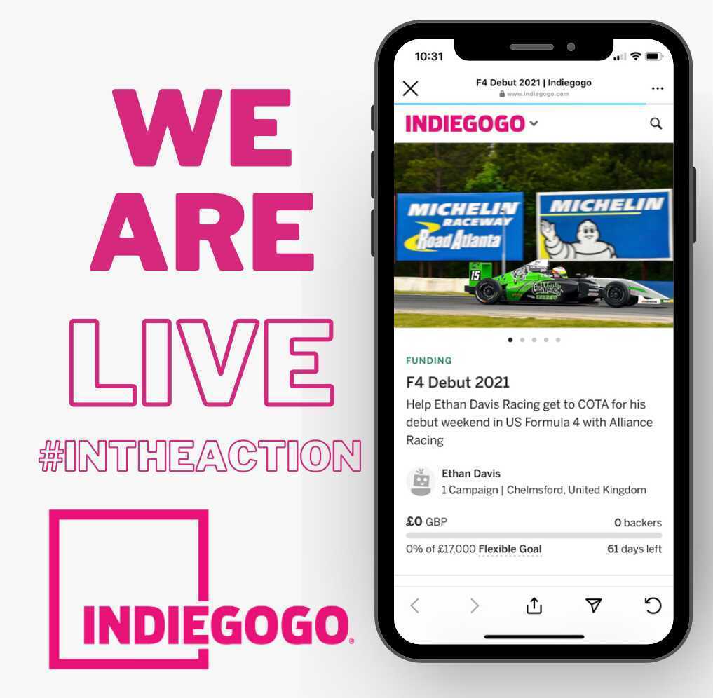 WE ARE NOW LIVE Our Indiegogo #InTheAction campaign is underway! We have some amazing content and packages 📦 on our journey to get onto the F1 Support Package. Check out our website below - igg.me/at/EDRCOTAF4 - thats the link! Join us and you will be #InTheAction