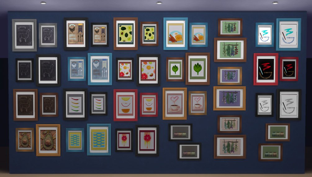 tauwill2's tweet photo. Aujourd’hui on décore sa cuisine ou son restaurant avec ce mur qu’on retrouve dans la galerie sous #WillFrames ou #tauwill. Photos tirées essentiellement du poster venu avec le kit #EnCuisine #CoolKitchenStuff. #LesSims #Sims4 https://t.co/uT7Xpkkzgb