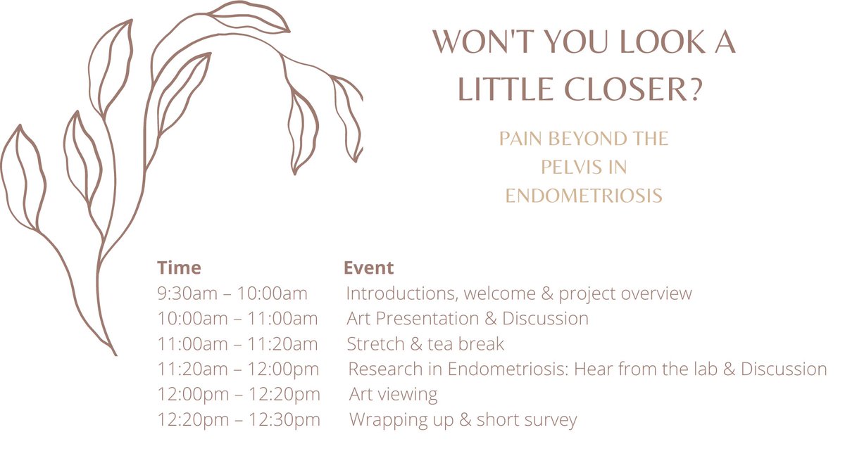 It's not too late to register for our public engagement with research project, Won't you look a little closer? Pain beyond the pelvis in endometriosis. Schedule below👇Registration details here: bit.ly/3qJSFFO