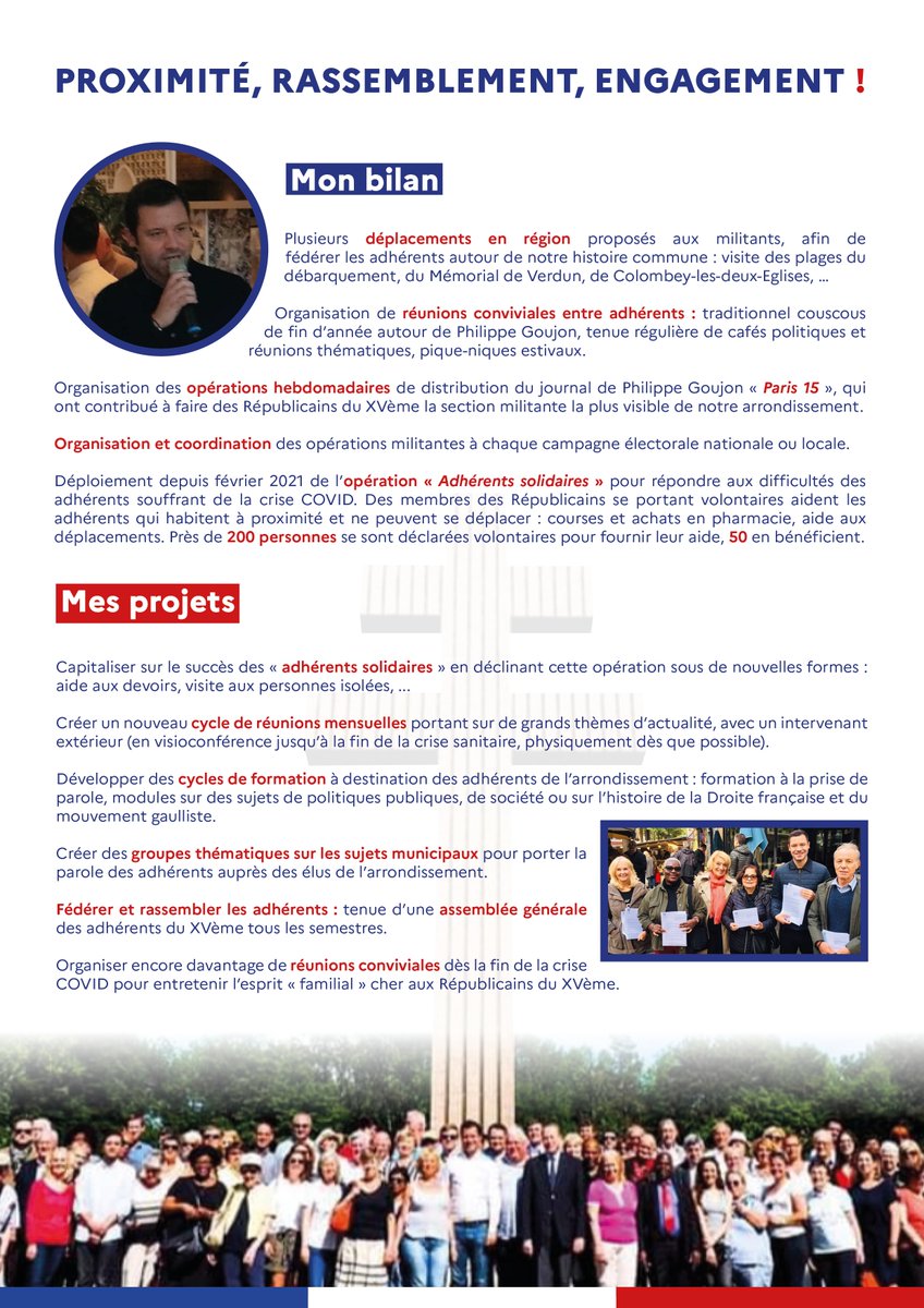 Laurent_RACAPE's tweet photo. Je sollicite vos suffrages pour un nouveau mandat de délégué Les Républicains du 15ème arrondissement. Proximité, rassemblement, engagement. #Paris15 #Lesrépublicains https://t.co/2VqCdxh2Zl