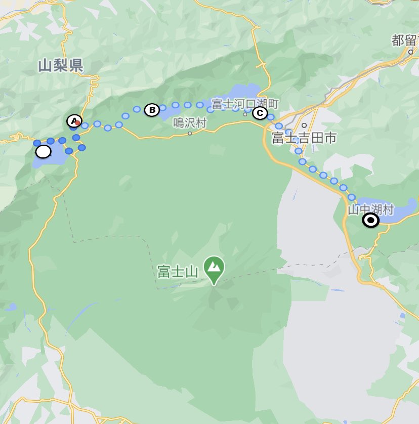 走りおたつ 富士五湖編スタート 本栖湖 精進湖 距離 11km 走り旅 ジョギング ランニング 本栖湖 精進湖 富士五湖