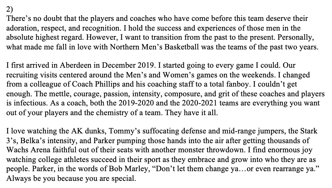 NSUCoachSchmidt's tweet photo. An open letter to @nsuwolves_mbb after the heartbreaker in Wachs last night. https://t.co/IKrDl5PM1r