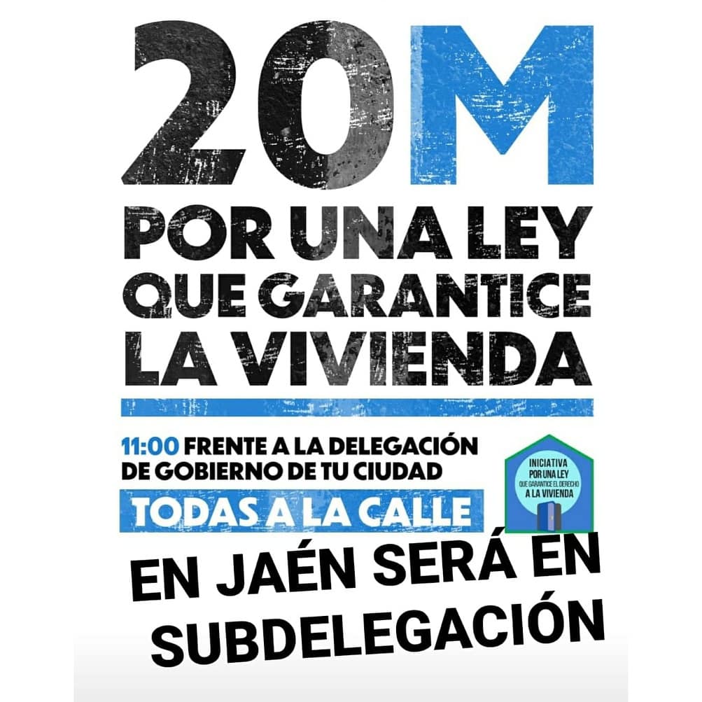 SATJaen's tweet photo. 🔴🔴POR UNA LEY QUE GARANTICE LA VIVIENDA🔴🔴

🗓️20 de marzo
⏰11 de la mañana
📍En la Subdelegación del Gobierno #JAEN https://t.co/BKQC95Rxdk