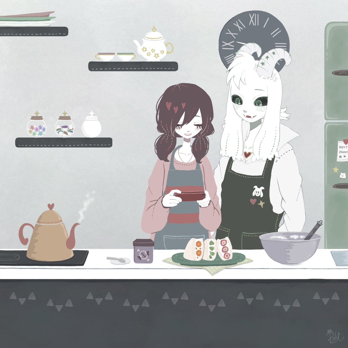 Happy breakfast?☕️
(※再投稿 *Re-post)

===================
asrisk/friskriel/アズフリ
#StartearTale
#raki_pictures
=================== 