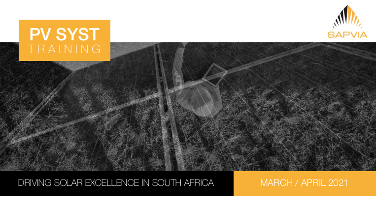 SAPVIA's tweet image. TRAINING: SAPVIA presents &apos;PV Syst Trainings&apos; in basic and medium level proficiency courses.

Dates: March /April 2021
Duration: Four Days

To find out more about this training for individuals and companies, email: marketing@sapvia.co.za

#buildbackbetter #pvsyst #sapvia
