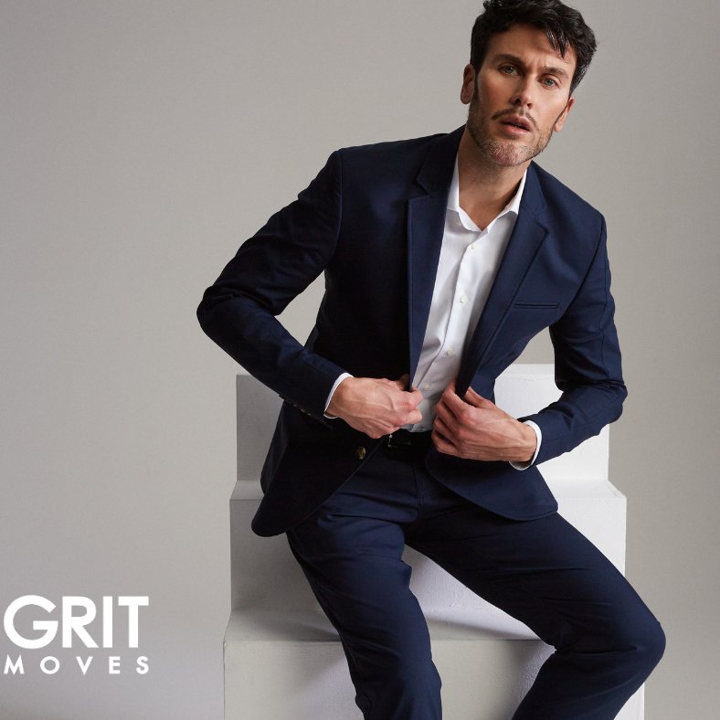 GritMoves's tweet photo. A blazer with sartorial features coupled with a modern slim design the PURSUIT BLAZER delivers elegance with performance technology. Designed with 2-way stretch, tonal arm stripe and eco-friendly Swiss technical fabric, this garment keeps you dry and feeling comfortable. https://t.co/OK8QDSgHRc
