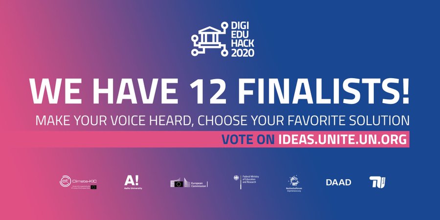 UN_OICT's tweet image. Not sure how to vote for your favourite #DigiEduHack 2020 solution? Check out the  guidelines and rock your vote on the @UN_UniteIdeas website:  
digieduhack.com/en/stories-ins…

🗳️Your voice can make a difference. 
#TogetherWeRedefineLearning&quot;
