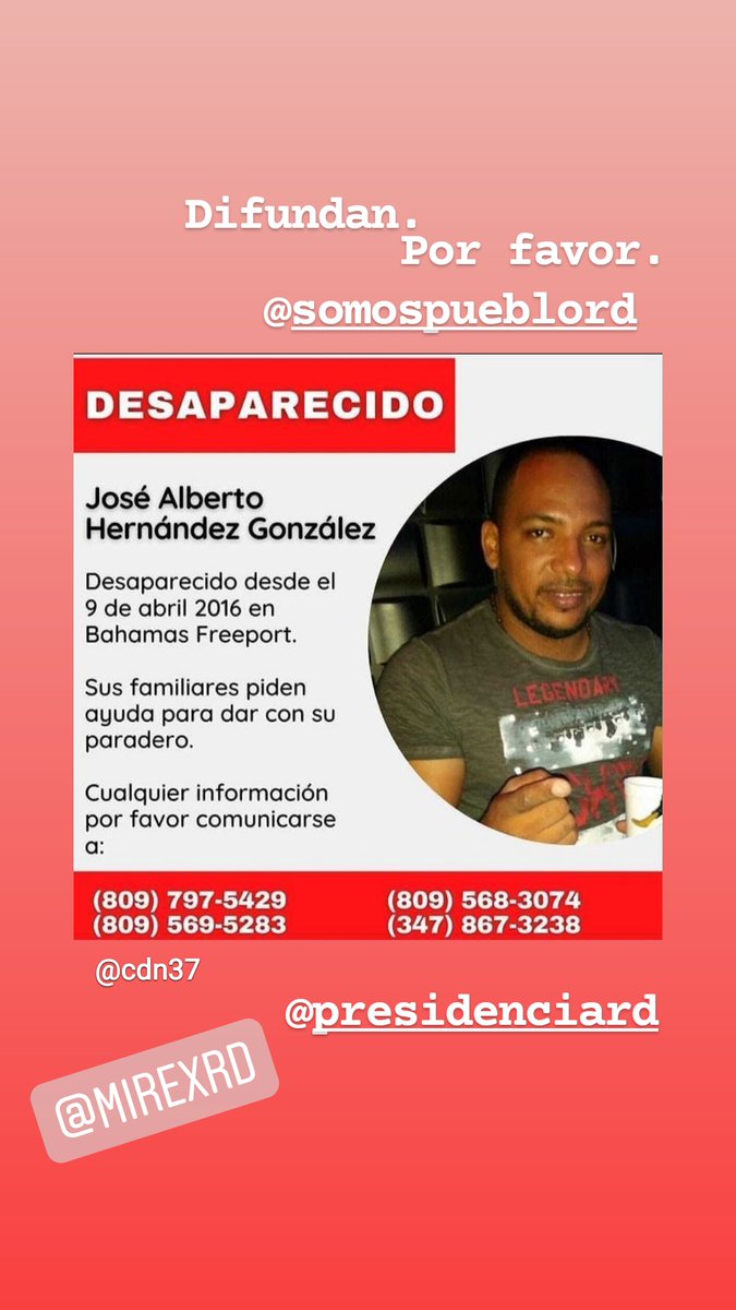 viannysanchez's tweet photo. @MIREXRD @RDSomosPueblo @12y2 @ElDia_do @PresidenciaRD  Necesitamos ayuda para dar con su situación en Bahamas y las autoridades no dan respuesta. https://t.co/aKrXovXAyI