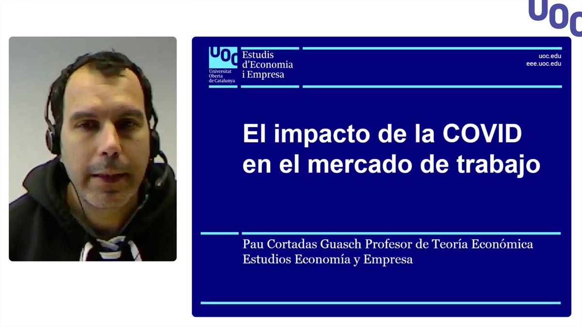 Esta mañana, <a href="/PauCortadas/">Pau Cortadas Guasch</a>, profesor <a href="/UOCecoempresa/">UOC Economia/Empresa</a>, y <a href="/mrodriguezarn/">Arantxa Rodríguez Arnedo</a> de @uocmadrid han participado en el webinar “El impacto del COVID19 en el mercado de trabajo” llevado a cabo para los estudiantes de <a href="/IES_VALLEINCLAN/">IES VALLE INCLAN</a>, <a href="/AEGIkastetxea/">AEG Escuela de Innovación Profesional</a>, <a href="/gredossandiego/">GSD Educación</a> Las Suertes y @grupostudium