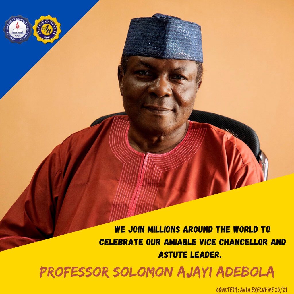 AUSA_Official's tweet photo. HAPPY BIRTHDAY TO OUR VICE CHANCELLOR, PROF Solomon Ajayi Adebola 

There are millions of people around the world celebrating their birthday today,  17th March 2021. But he just has a way of standing out. Happy birthday to Adeleke University indefatigable, https://t.co/W30I1v8ZAW