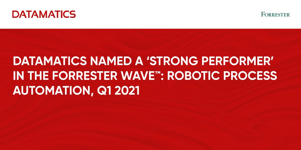 Datamatics's tweet image. Datamatics TruBot recognized as a Strong Performer in Forrester Wave for RPA Q1, 2021 with the highest scores in the RPA/ bot governance and scale experience criteria. 

Click to download the report now: bit.ly/396lRAr   
#foresterwave #datamatics #trubot #rpa