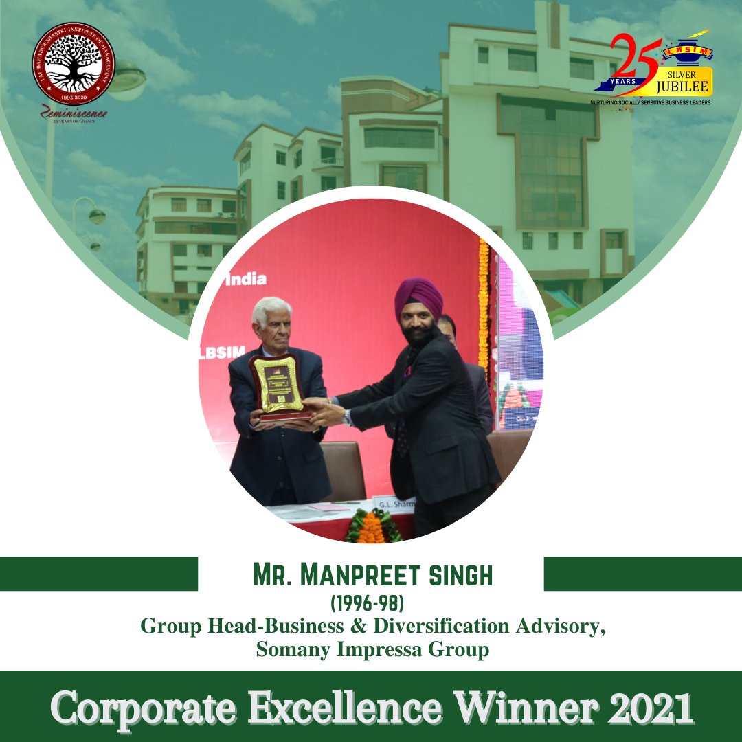 LBSIMAlumniCell's tweet photo. Mr. Manpreet Singh is a student of 1996-98 batch. He is a seasoned professional with diverse experience ranging from operations to consulting. We wish him a heartly congratulations for being conferred with the Corporate Excellence Award 2020. https://t.co/1nAg5T28ZF