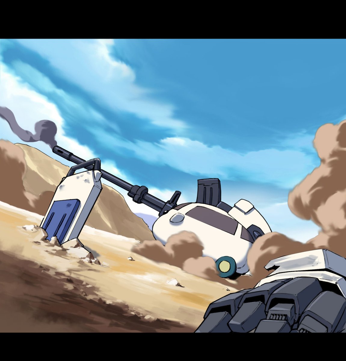 mecha no humans robot letterboxed sky tank ground vehicle  illustration images