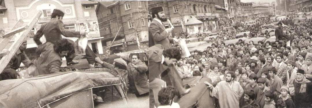jameelyusuf's tweet photo. Ghar wapsi?
Muzaffar Hussain Baig,then with AG Lone's @JKPC_ , begins to speak to an impromptu gathering at Srinagar City center Lal Chowk on March 20,1981.A few moments later, he along with Manzoor A.Ganai,Deen Muhammad Cheeta,others is forcibly evicted &amp; detained by the police. https://t.co/Eu0Jr2GOWL
