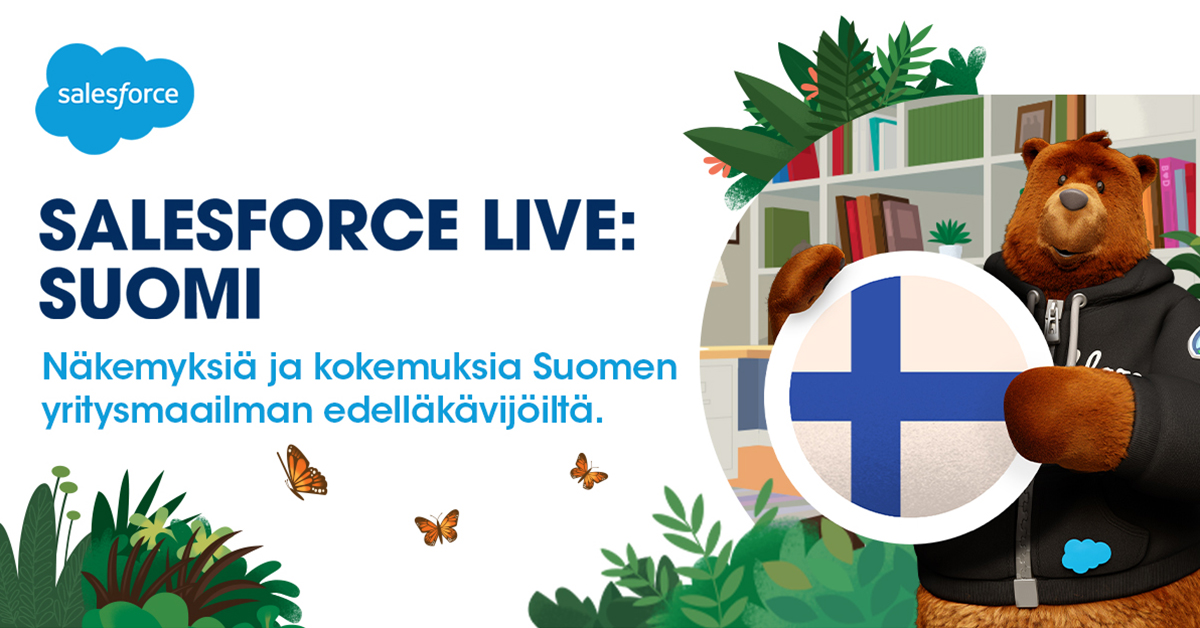 Tule mukaan #salesforcelivesuomi virtuaalitapahtumaan, kun lavalle astelevat KONEen Susanne Skippari, Kemiran Petri Myllymäki sekä Huuhkajien päävalmentaja Markku “Rive” Kanerva. 🤩 Lue lisää ja ilmoittaudu 👉 sforce.co/38PQY2M