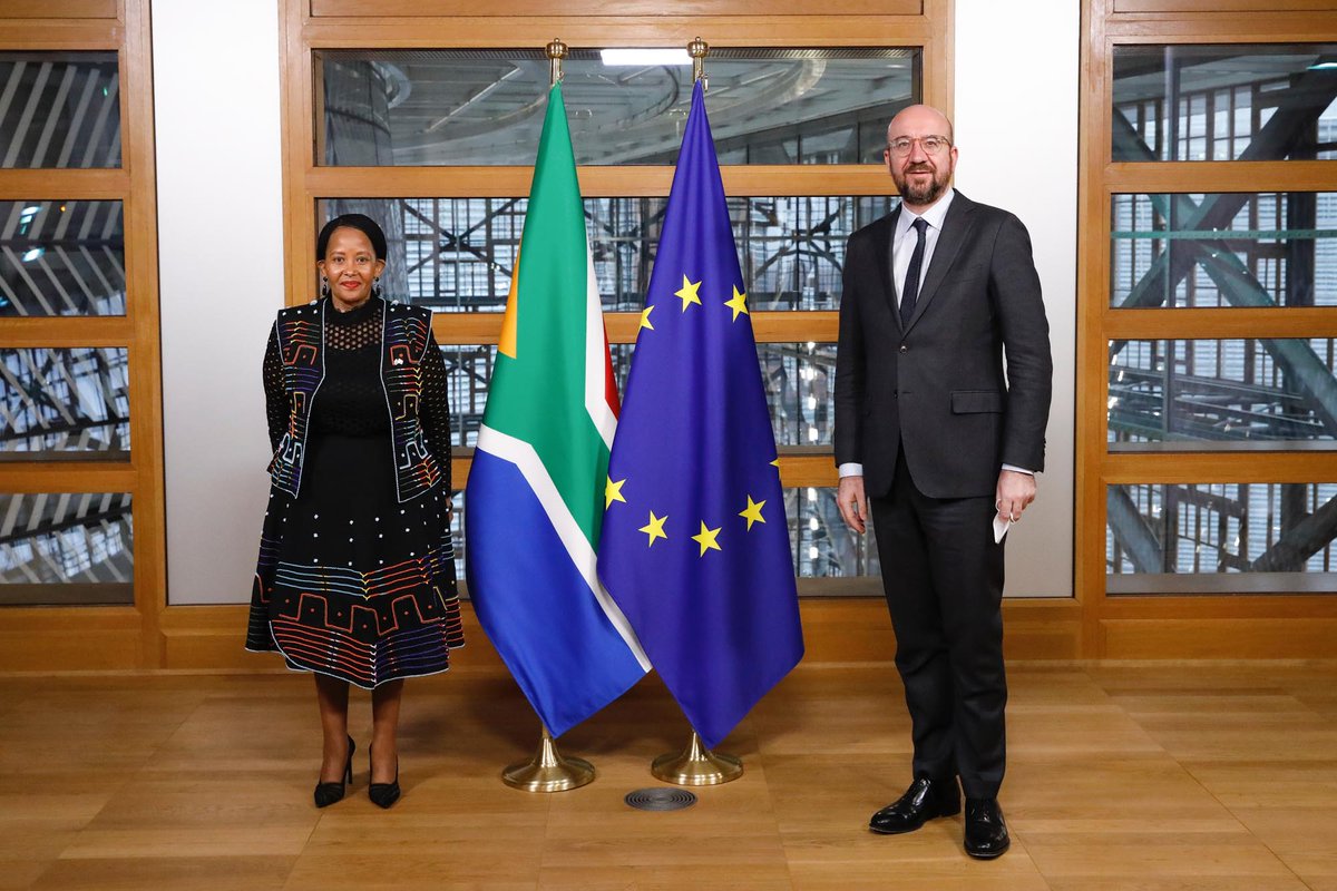 SAEmbassyBrusse's tweet photo. H.E. Ambassador Tokozile Xasa presents her Letters of Credentials to the President of the European Council, Mr Charles Michel, on 17 March 2021 https://t.co/zX2qqdHNb6