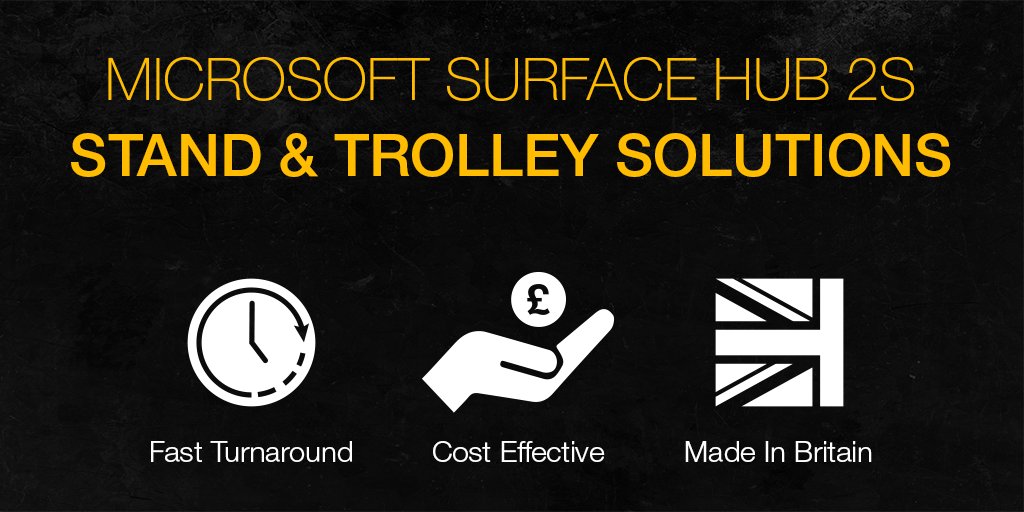 unicolmfg's tweet photo. UNICOL's range of #MicrosoftSurfaceHub 2S stands and trolleys offer;

- rapid turnaround
- a range of styles to choose from 
- cost effective solutions
- UK made!

Email sales@unicol.com to discuss options available today or tune in later this week to see our flyer! #avtweeps https://t.co/lLigiP8YAr