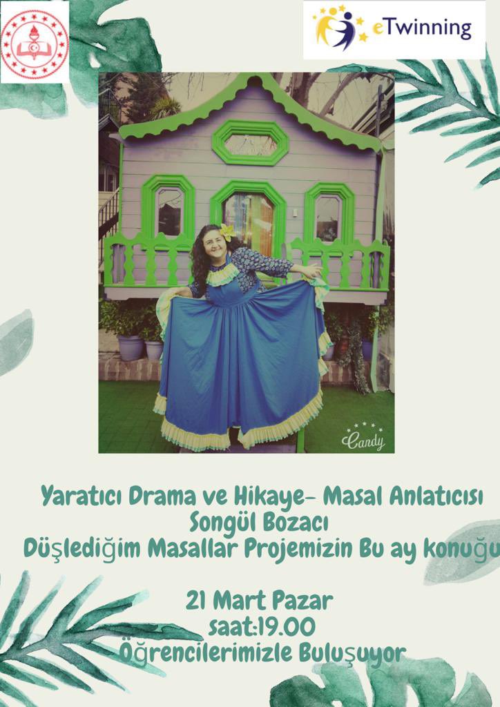 İlçemiz <a href="/ZBKilkokulu/">ŞenlikköyZeynepBediaKılıçlıoğluİlkokulu</a>  ilkokulunun yürüttüğü ‘Düşlediğim Masallar’ projesi öğrenci webinarında Songül Bozacı’yı konuk ediyor. <a href="/tretwinning/">eTwinning Türkiye</a> <a href="/eTwinning_ist/">eTwinning İstanbul</a> <a href="/BakirkoyMEM/">Bakırköy İlçe Millî Eğitim Müdürlüğü</a> <a href="/ErsahinMustafa/">Mustafa Erşahin</a> <a href="/ismaileraydursn/">İsmail Eray Dursun</a> <a href="/zeynepbediaio/">Canan Yücelkan</a>