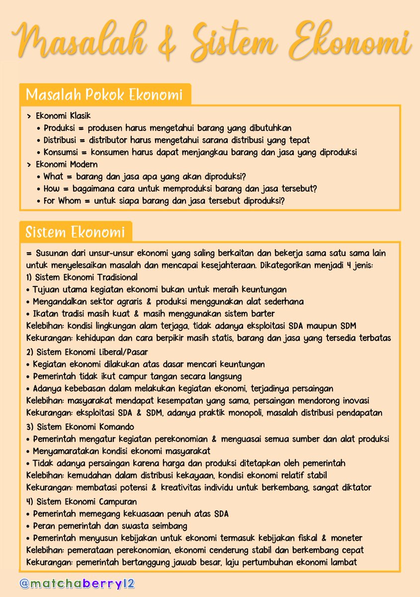 matchaberry12's tweet image. –– Catatan Ekonomi ––

☾ Permasalahan Ekonomi &amp;amp; Sistem Ekonomi ☽