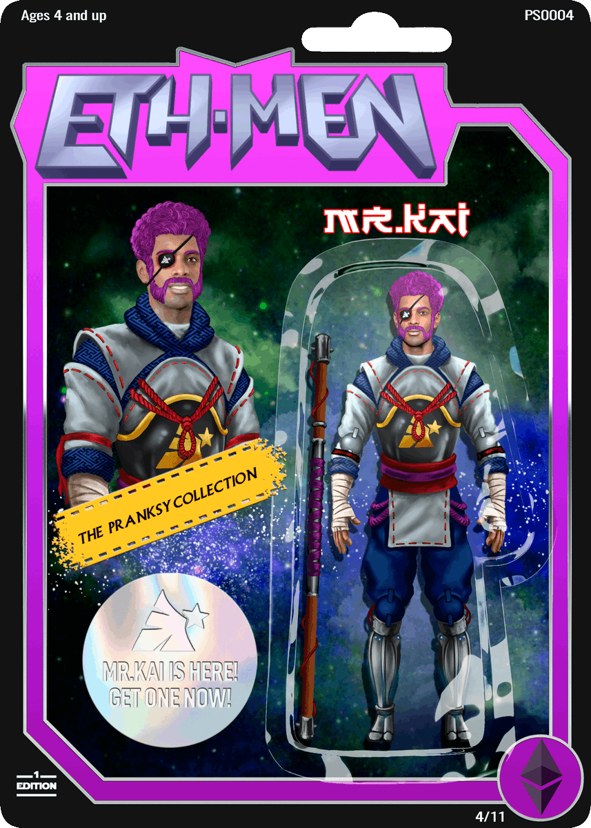 ETHMENOFFICIAL's tweet photo. @kaigani is now live as the 4th of 11 @pranksyNFT ETH-MEN figures!

https://t.co/lVdk0fPRKN

@rariblecom @tweetretweet https://t.co/KX61GhsEKP