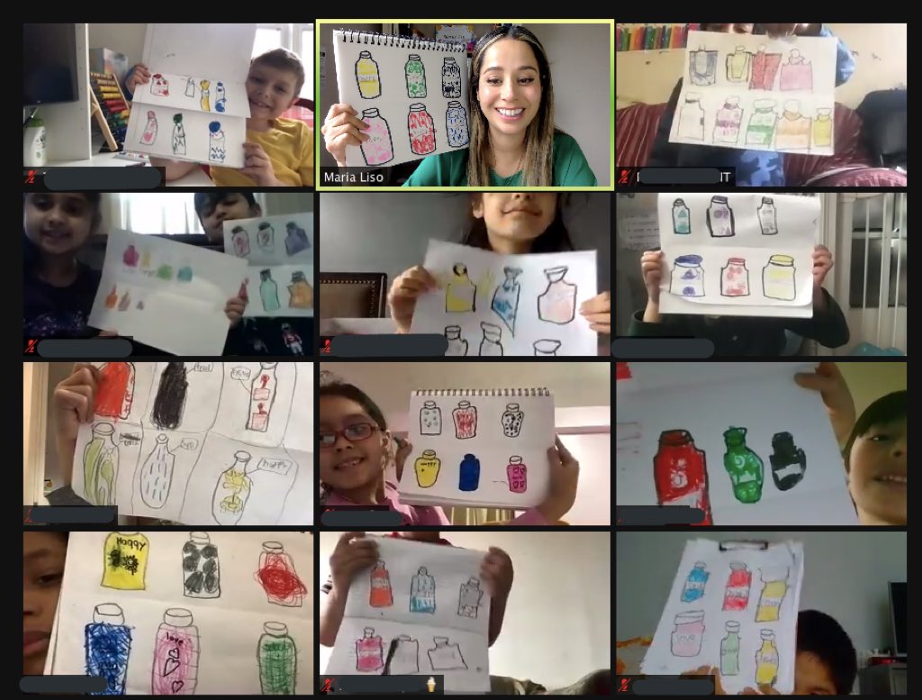 MsLiso's tweet photo. Naming our feelings is how we can tame our feelings. Today we read the #ColorMonster and practiced being #mindful as we created art by naming and drawing our feelings jars. #elementaryart #sel #iteachart @ArtsQueensNYC @NEQueensNY #mindfulart https://t.co/tLT7OCdUxV