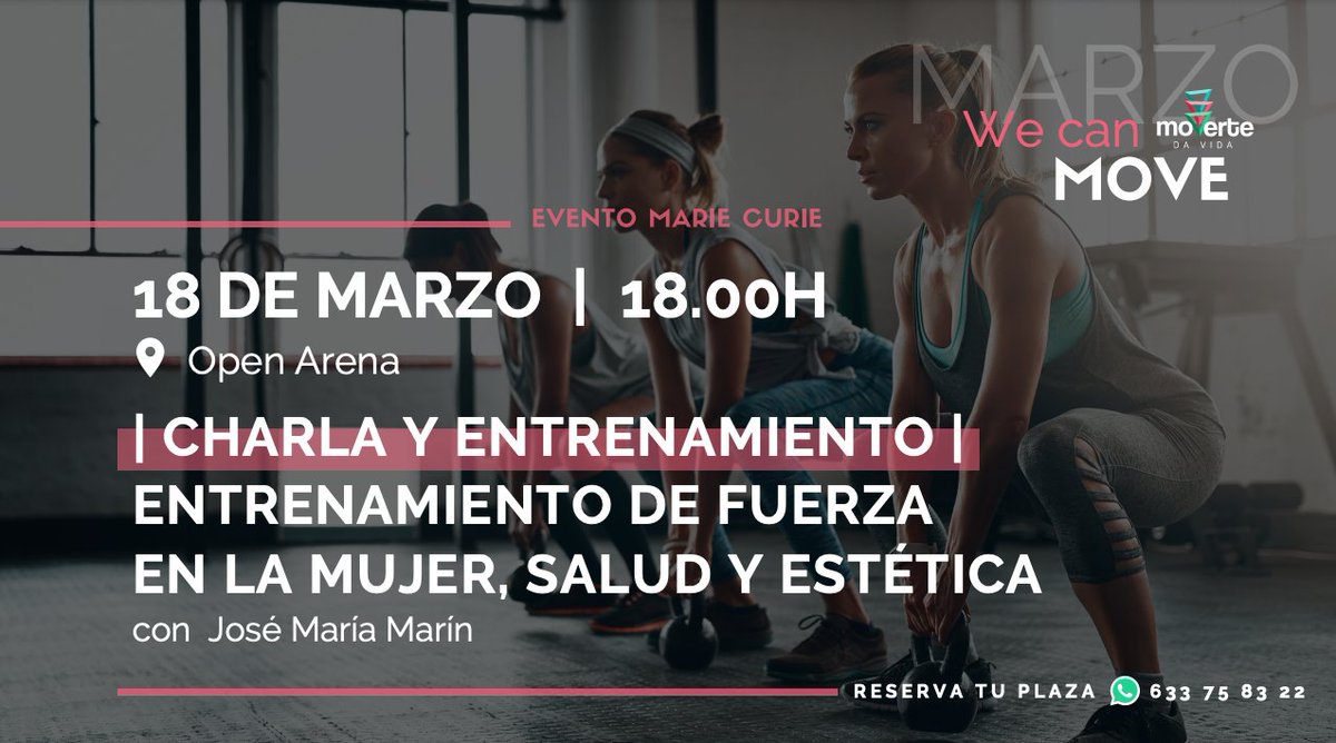 🟣 Charla y entrenamiento gratuitos: Entrenamiento de fuerza en la mujer, salud y estética. De la mano de Moverte Da Vida, mañana 18/3.

Plazas muy reducidas, protocolo covid y mucha energía.

#wecanmove #mesdelamujer #marzo #powergirl #movertedavida #córdobaESP #openarena