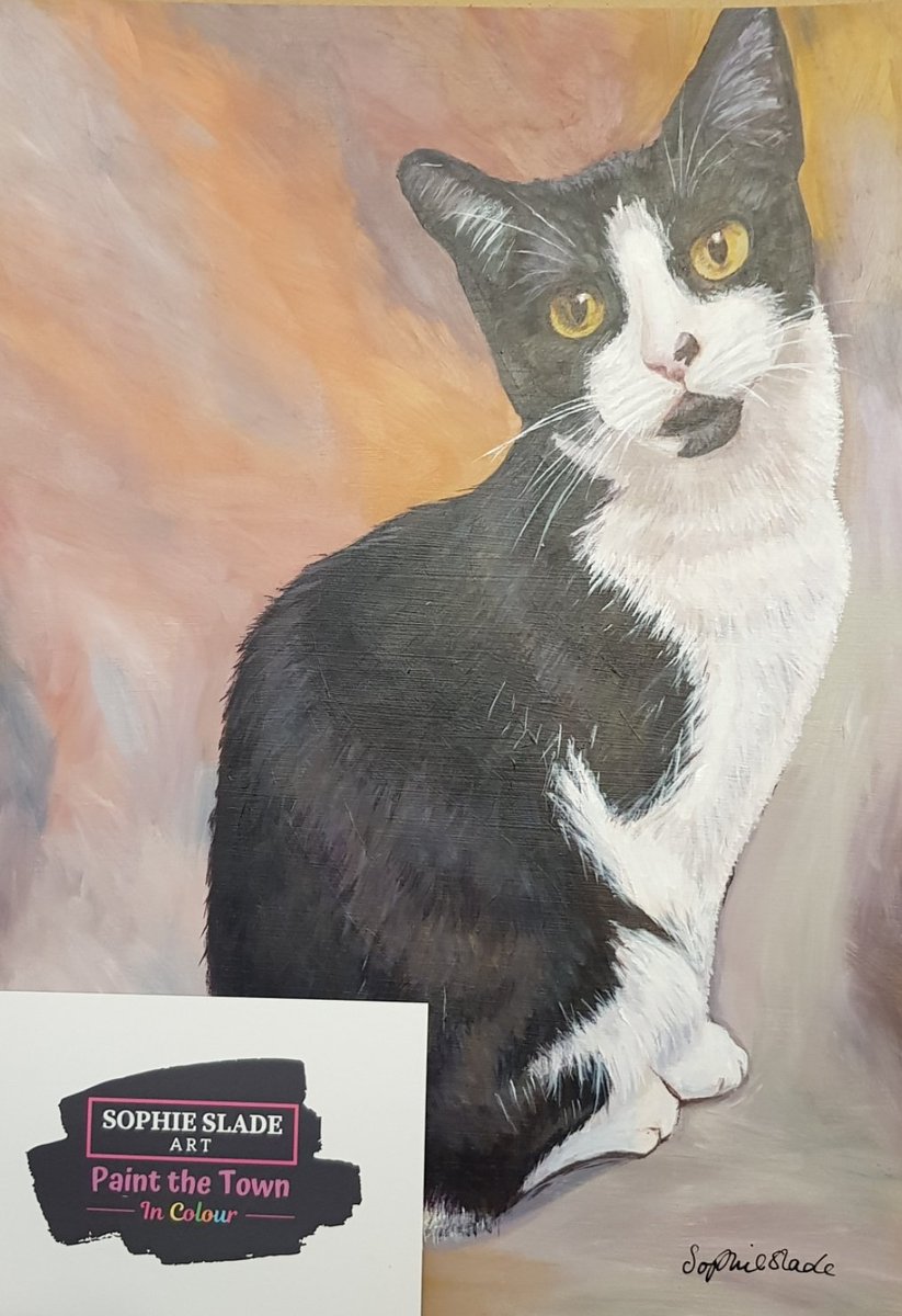 I like to keep it local.  I had this beautiful artwork of my cat Tibby painted by local artist Sophie Slade.  See her other work
 SophieSladeArt.com <a href="/SophieSladeArt/">Sophie Slade Art</a>