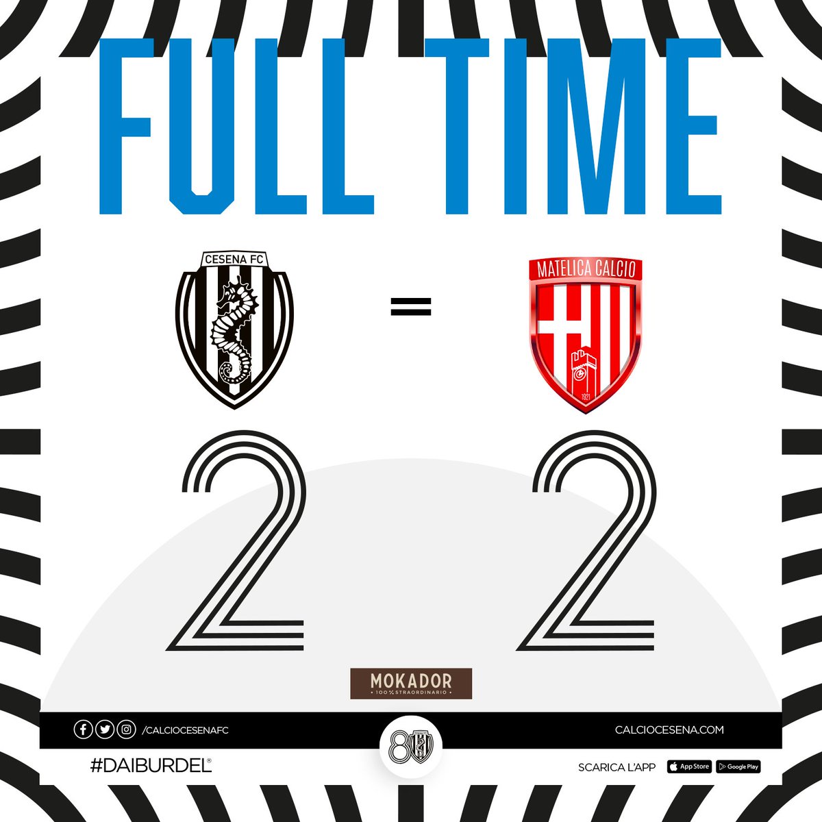 calciocesenafc's tweet photo. #FULLTIME #CESMAT 2-2
⚽ 8' pt - Bortolussi
⚽ 23' pt - Caturano
⚽ 42' pt - Volpicelli
⚽ 31' st - Franchi https://t.co/F3gHH98o5D
