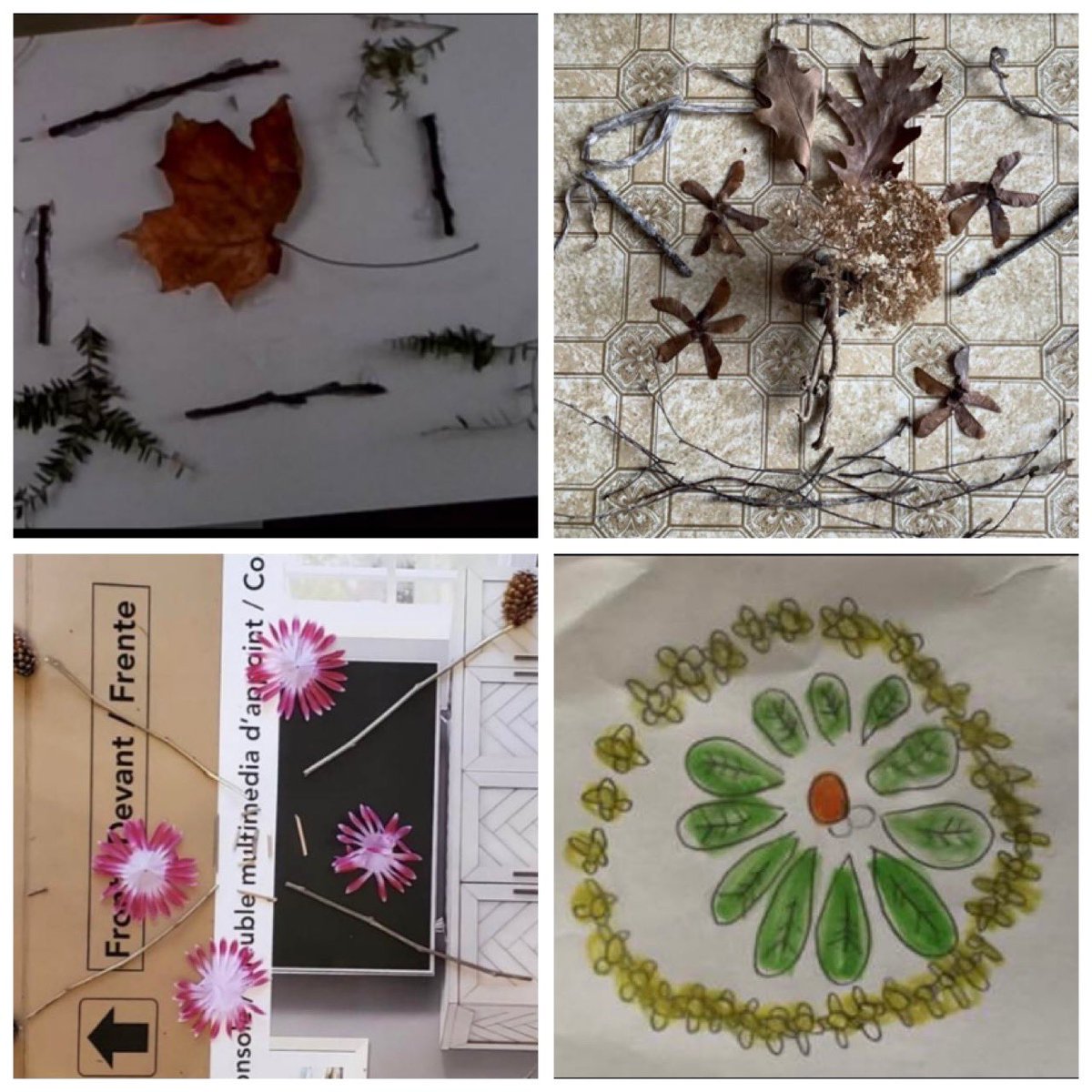 Miss_SOBrien's tweet photo. Day 2 of our Virtual March Break we went skiing down a hill and created Mandalas using materials from outside! ⛷🍂🪨🌏 @Miss_mcjohnson @alcdsb_erls #staycation #spiritweek https://t.co/U3tMdslSEL