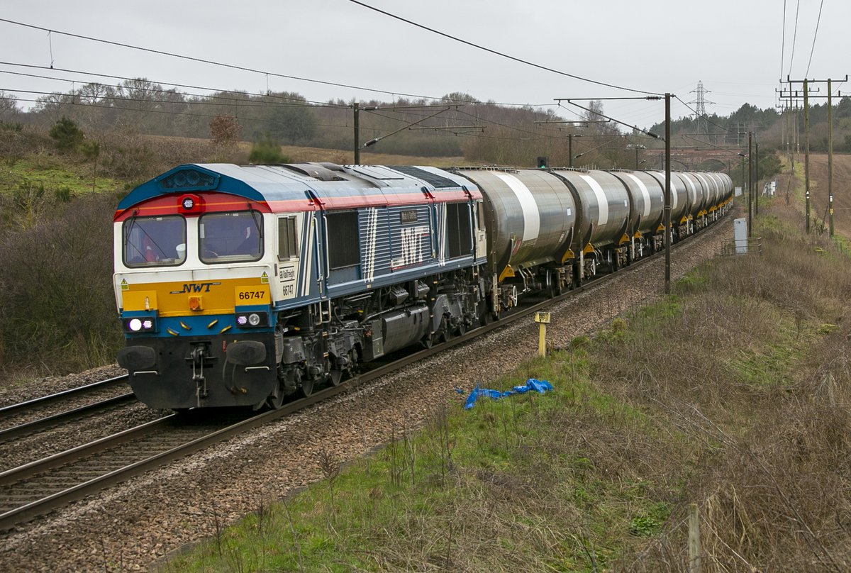 GBRf Class 66/7 No.66747 Made in Sheffield down Belstead Bank Ipswich with 6P41 09:57 Harwich Refinery-North Walsham empty tanks on 17th March 2021.#class66 #ipswich #madeinsheffield