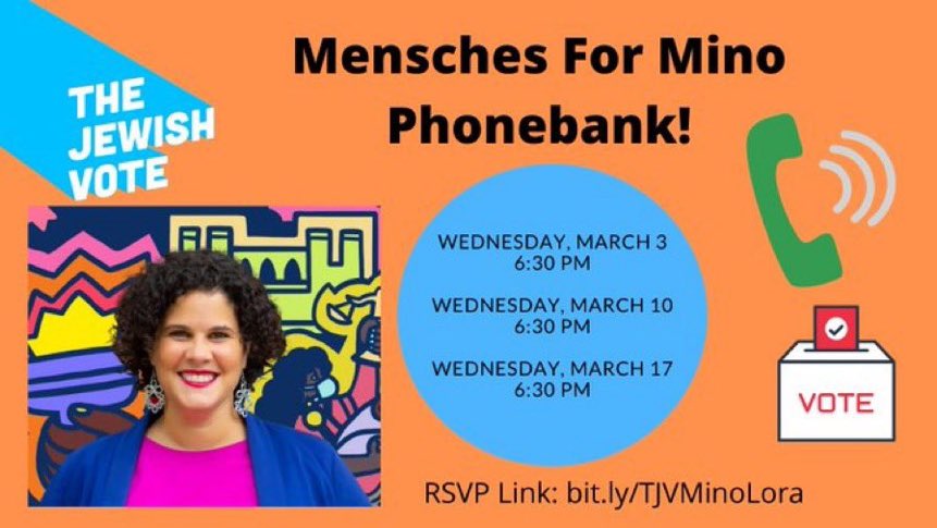 The district 11 special election is this Tuesday, March 23rd! Help @TheJewishVote GOTV for @MinoForTheBronx and call voters with us tonight! Register at bit.ly/TJVMinoLora. #MenschesForMino